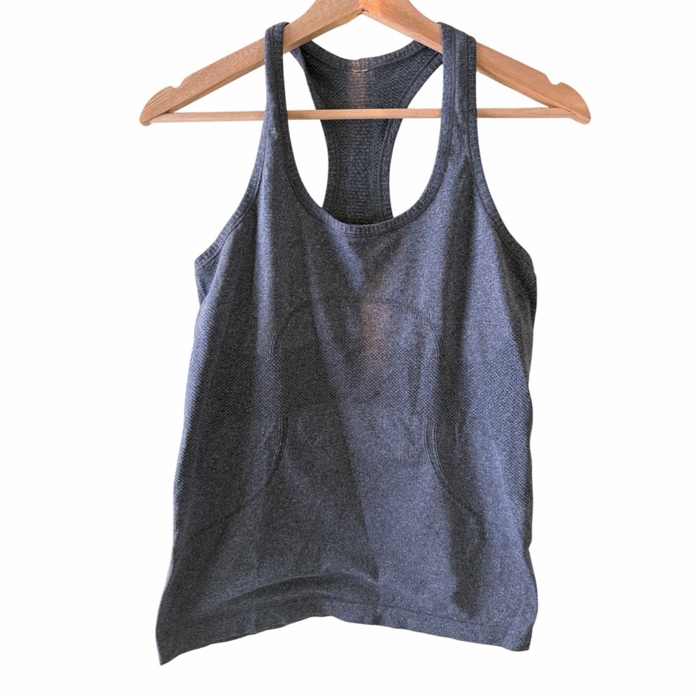 Lululemon swiftly logo Charcoal Tank Top size 8 EUC